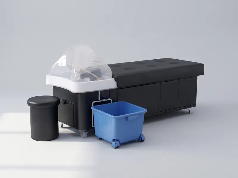 L’Autonome, coloris noir, avec son tabouret